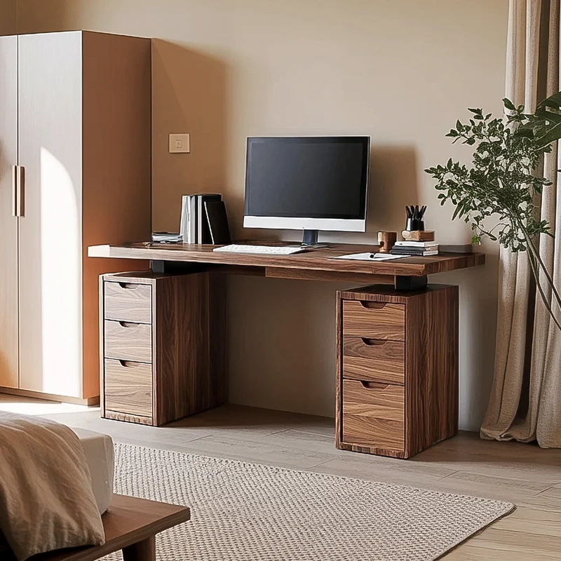 Spry Interior Modern Minimalist Work Desk, Solid Wood Computer Writing Table for Home Office, Sleek Laptop Study Desk for Studio SINLSADK081