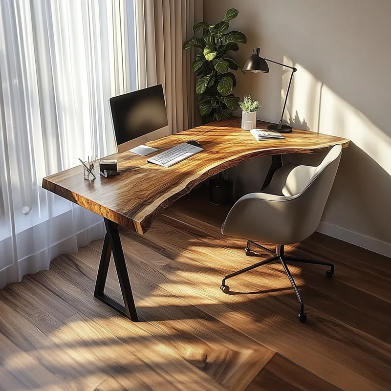 Spry Interior Modern Rustic Desk, Solid Wood Writing Computer Table for Bedroom, Art Studio & Home Office, Handcrafted Laptop Desk SINLKIDK022