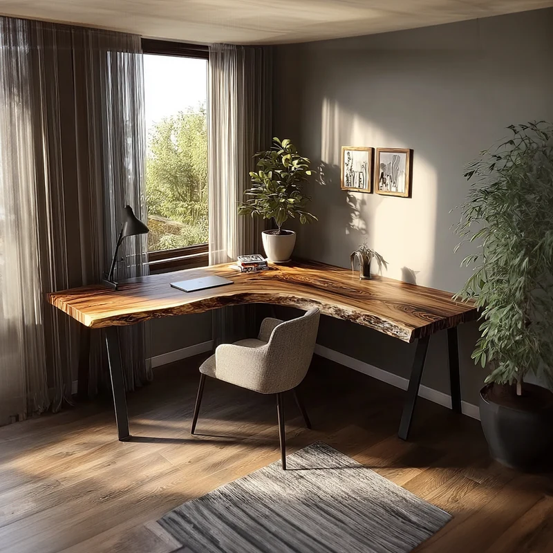 Rustic Organic Modern Work Corner Desk Home Office And Study Room SINLKIDK056