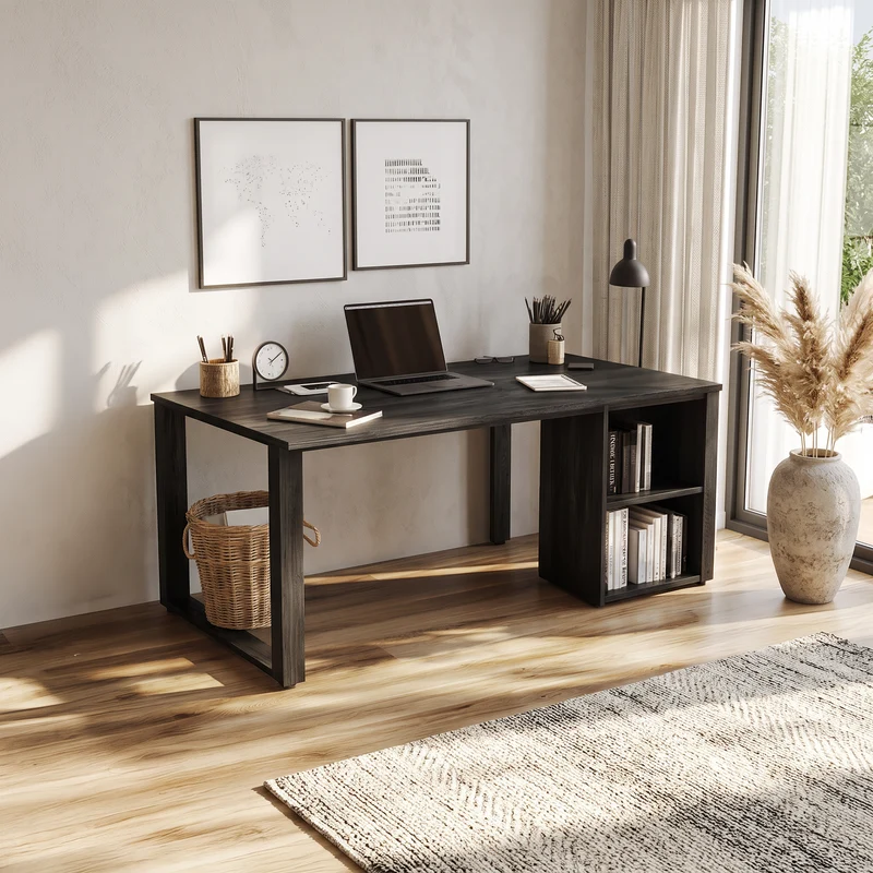 Spry Interior Scandinavian Minimalist Work Desk, Solid Wood Writing Computer Table for Home Office, Sleek Bedroom Study Desk SINLSADK049