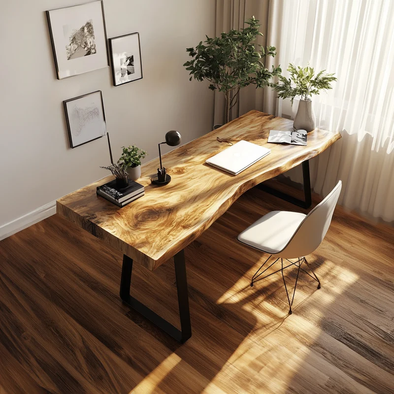 Rustic Live Edge Modern Work Desk Home Office And Studio Room SINLKIDK023