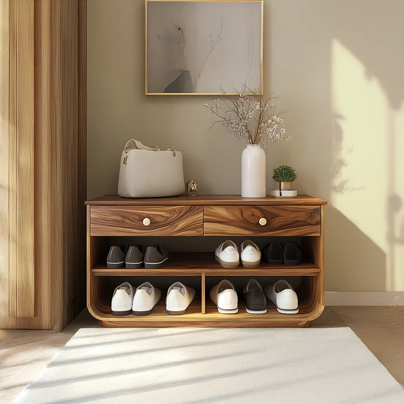 Spry Interior Scandinavian Minimalist Shoe Storage Bench, Sleek Solid Wood Entryway Cabinet Organizer for Hallway, Living Room SINLSASB068