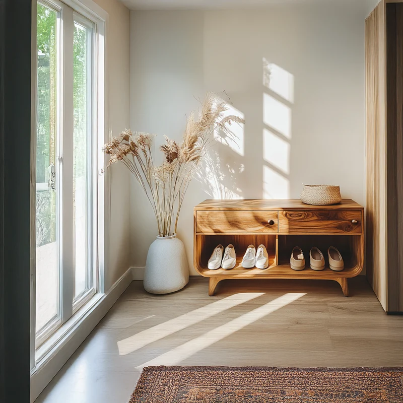 Spry Interior Scandinavian Functional Shoe Organizer, Modern Solid Wood Storage Bench Cabinet for Entryway, Hallway & Bedroom SINLSASB072