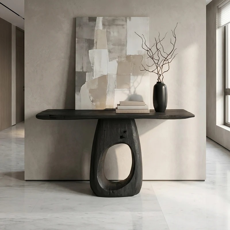 Spry Interior Artisan Organic Handcrafted Wood Console Table, Live Edge Foyer & Living Room Entryway Accent Furniture, SINLSACS427