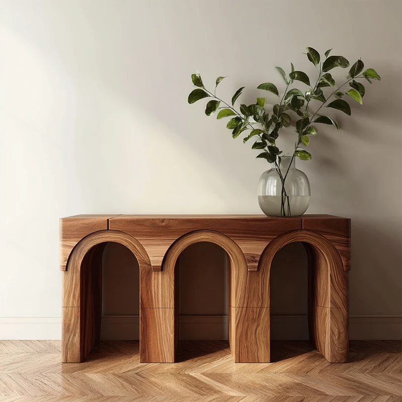 Spry Interior Mid Century Modern Solid Wood Console Table, Compact Entryway Desk & Studio Apartment Living Room Furniture, SINLKICS420