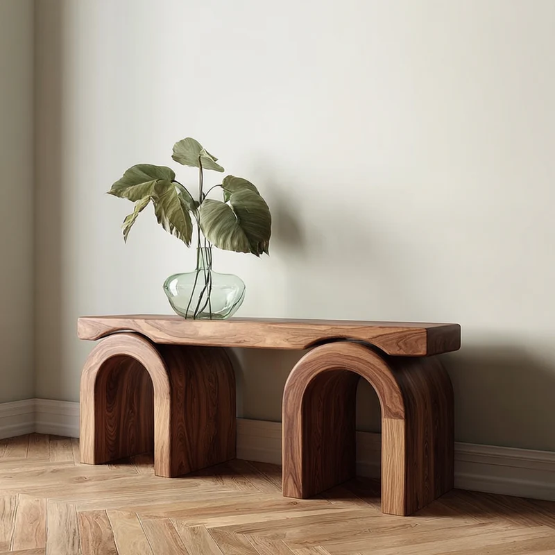 Spry Interior Mid Century Natural Wood Console Table, Organic Minimalist Living Room & Foyer Entryway Accent Table, Model SINLKICS419