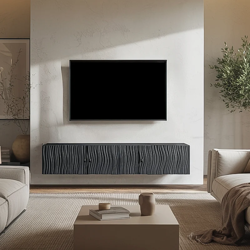 Spry Interior Contemporary Wall Mounted Floating TV Stand, Modern Media Console Cabinet for Living & Entertainment Room, SINLSASC333