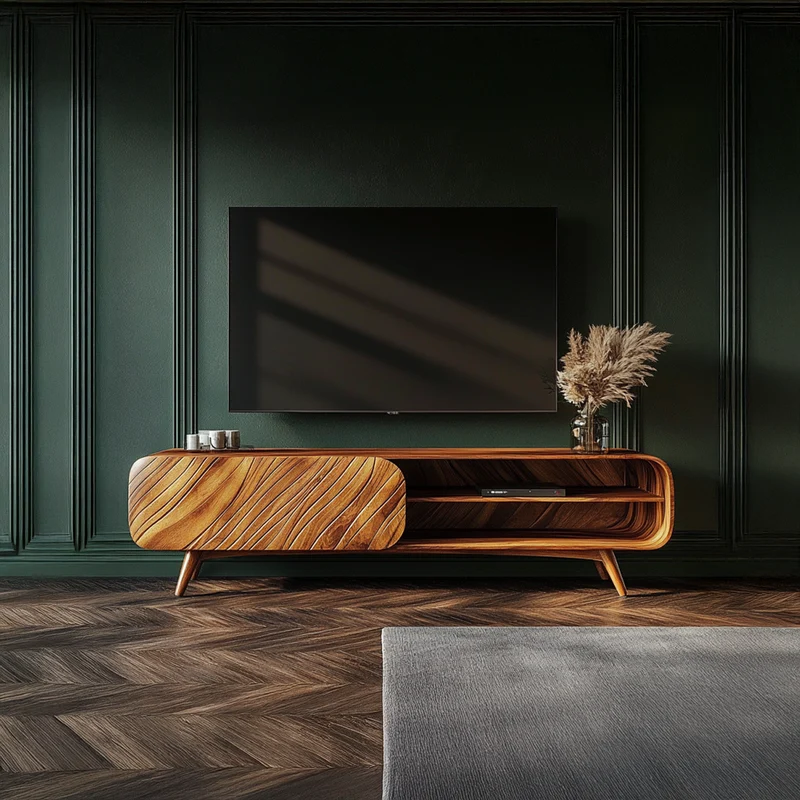 Organic Modern Wooden TV Stand Living Room Interior Decorative Storage SINLSASC242