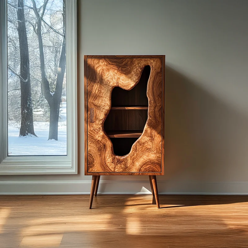 Spry Interior Mid Century Modern Curved Door Wood Cabinet, Arch Entryway Sideboard & Living Room Accent Credenza, Model SINLSASC245