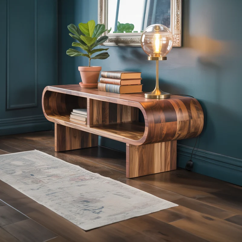 Spry Interior Organic Modern Rounded Wood Cabinet, Curved Bedroom Dresser & Living Room Accent Storage Sideboard, Model SINLKISC285