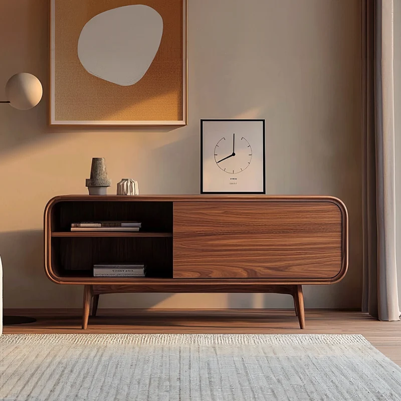 Spry Interior Mid Century Modern Wood Bookshelf Cabinet, Tall Display Storage Shelving Unit for Living Room & Study, SINLKISC265