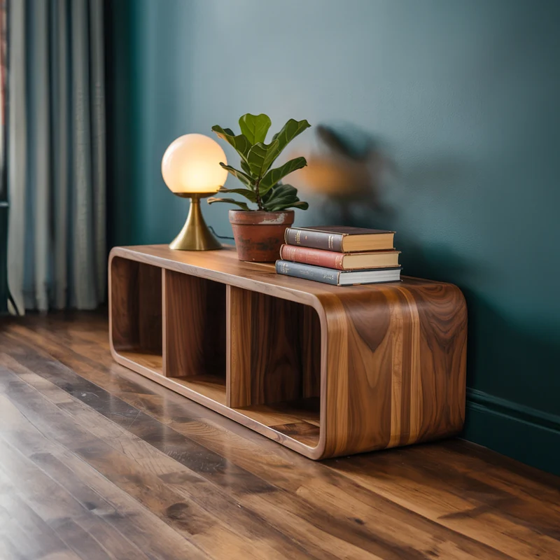 Spry Interior Mid Century Modern Wood Display Cabinet, Glass Door Bookcase Credenza Sideboard for Living Room, Model SINLKISC275