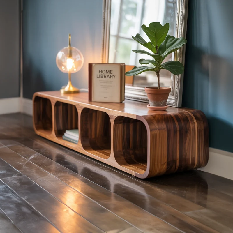 Spry Interior Mid Century Modern Low Wooden Storage Cabinet, Accent Media Sideboard Buffet for Entryway & Living Room, SINLKISC274