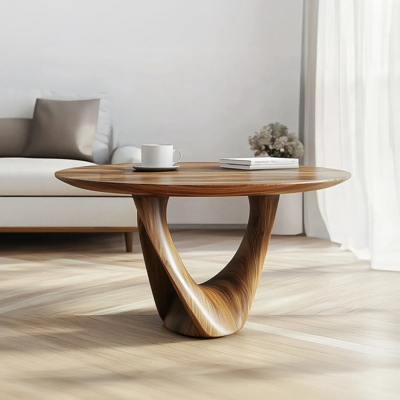 Spry Interior Mid Century Sculptural Twist Coffee Table, Handcrafted Wood Abstract Art Centerpiece for Living Room, Lounge, Den - SINLKICF203