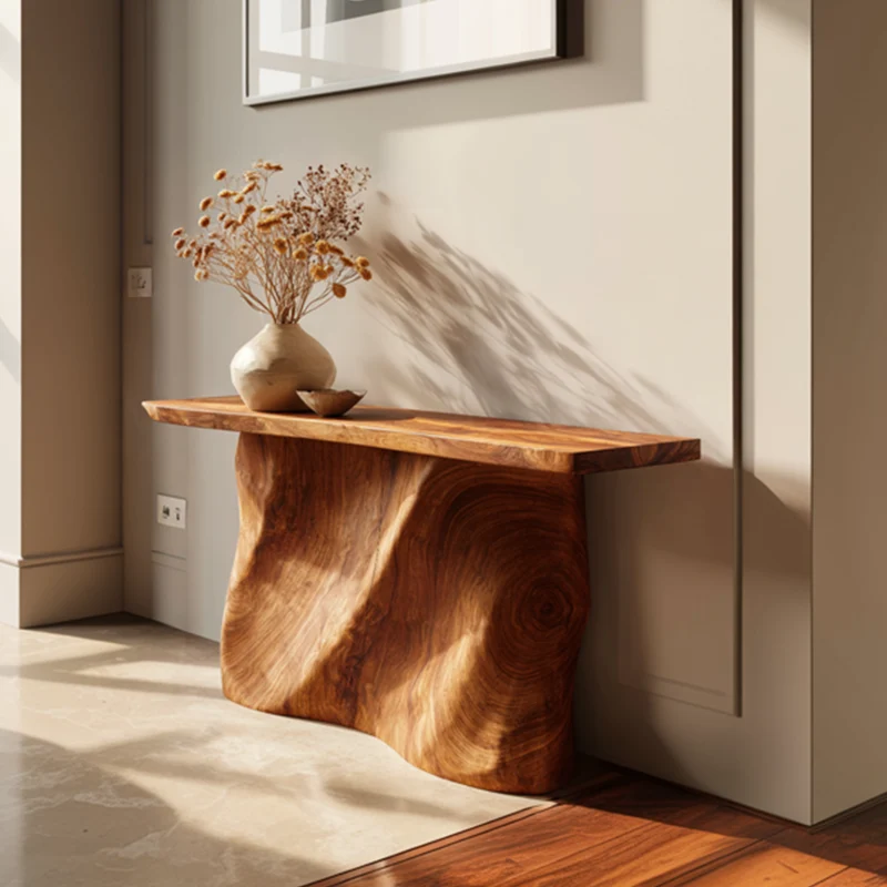 Spry Interior Rustic Foyer Console Table, Handcrafted Natural Wood Root Base, Live Edge Entryway & Accent Table, SINLKICS410