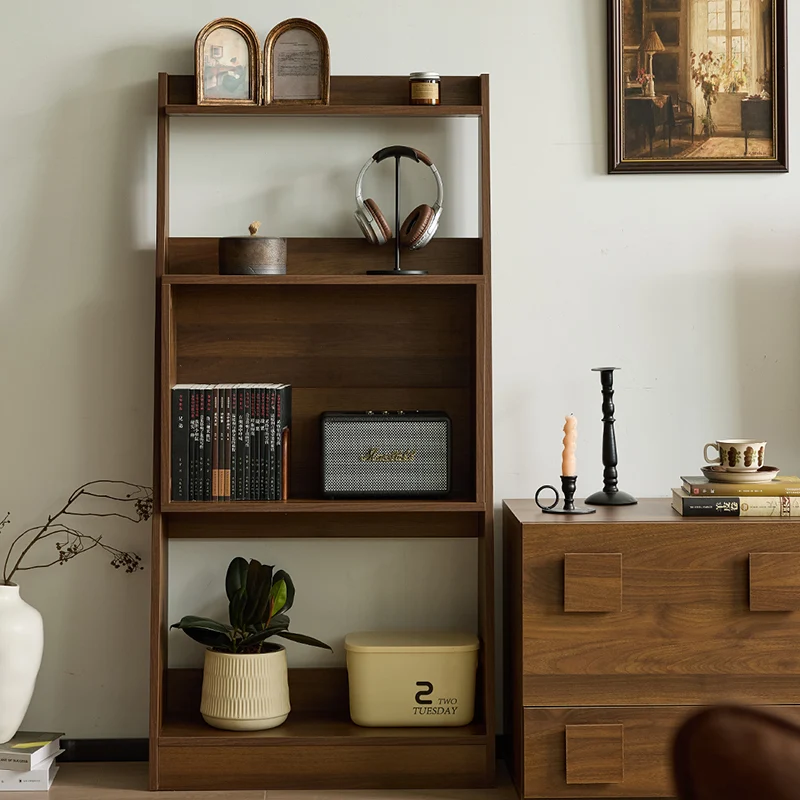 Contemporary Retro Plywood Triangular Floor-Standing Display Rack 4-Tier For Living Room