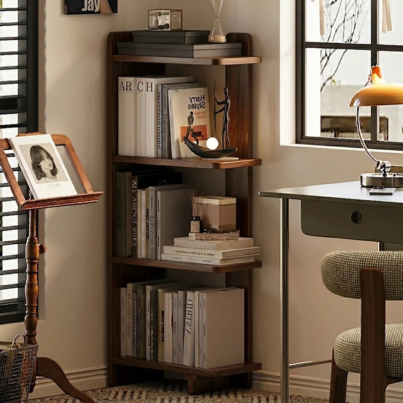 Modern Minimalist Rubberwood Rectangular Space-Saving Display Rack 4-Layer For Living Room & Study