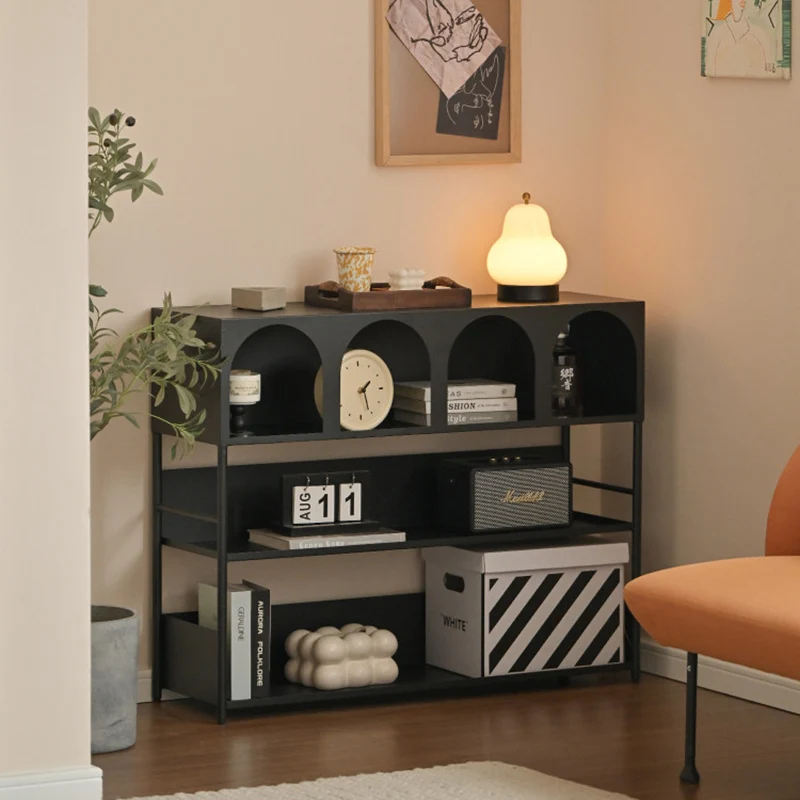 Modern Minimalist Carbon Steel Rectangular Large Capacity Storage Display Rack 4-Layer For Living Room