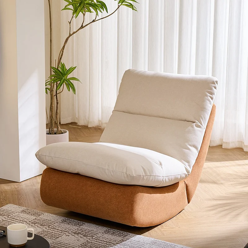 Modern Minimalist Solid Wood & Plywood Faux Leather Fabric Rectangular Rocking Chair With Foldable & Removable Design For Living Room And Bedroom