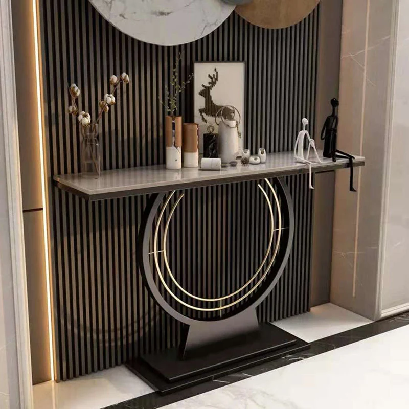 Scratch Resistant Rectangle/Half Moon Marble/Stone Console Table
