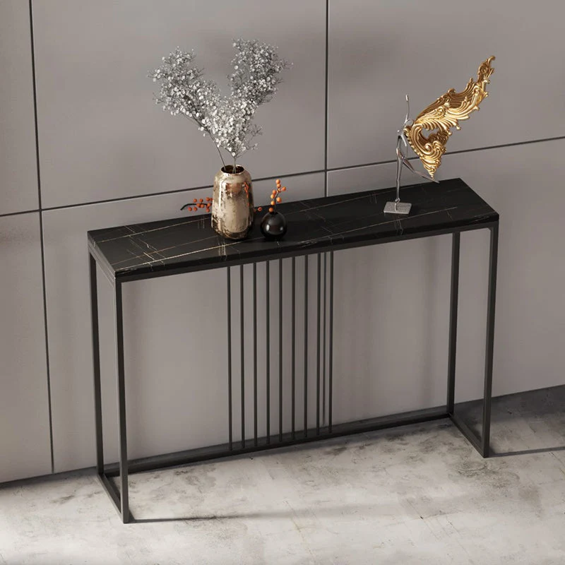 Trestle Console Table, 11.81" W Stone Modern Hallway Console Sofa Table