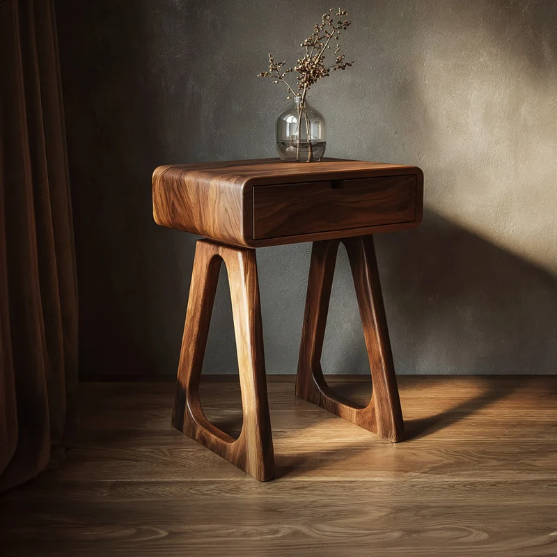 Spry Interior Modern Minimalist Wood Nightstand, Sleek Bedside Table End Table with Drawer for Guest Bedroom, Model SINLKICC021