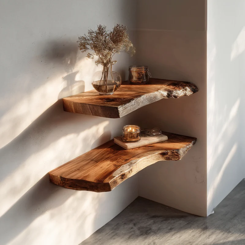 Spry Interior Rustic Solid Wood Floating Shelf, Wall Mounted Kitchen Spice Storage Rack & Dining Room Decorative Tableware Display Ledge - SINLKIFL303