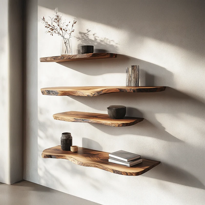 Rustic Organic Floating Wall Shelf Living Room Interior Display SINLSAFL348
