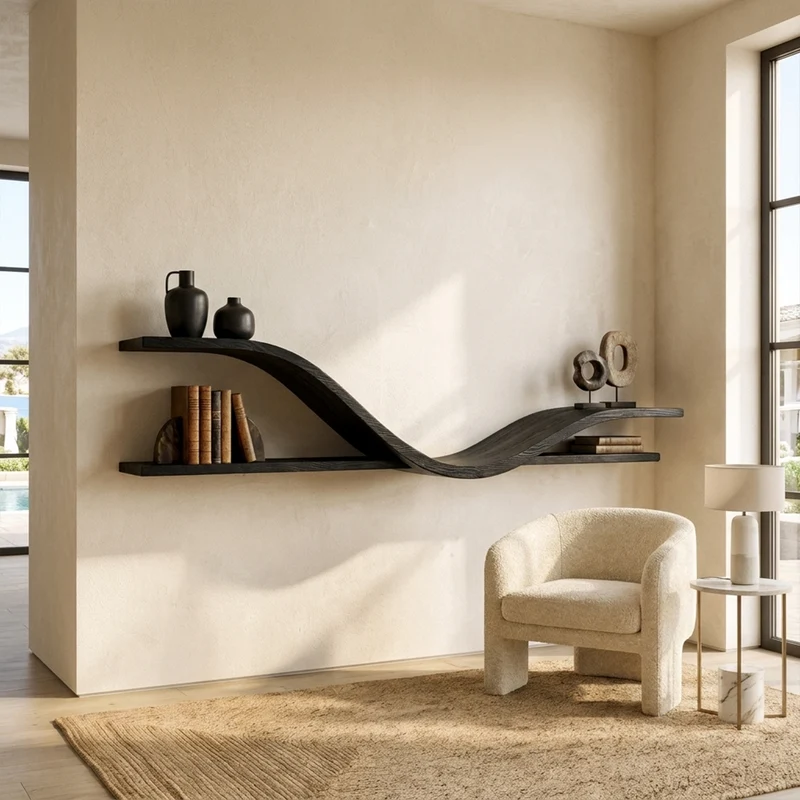 Organic Modern Curved Shelf Living Room Or Hallway SINLKIFL267
