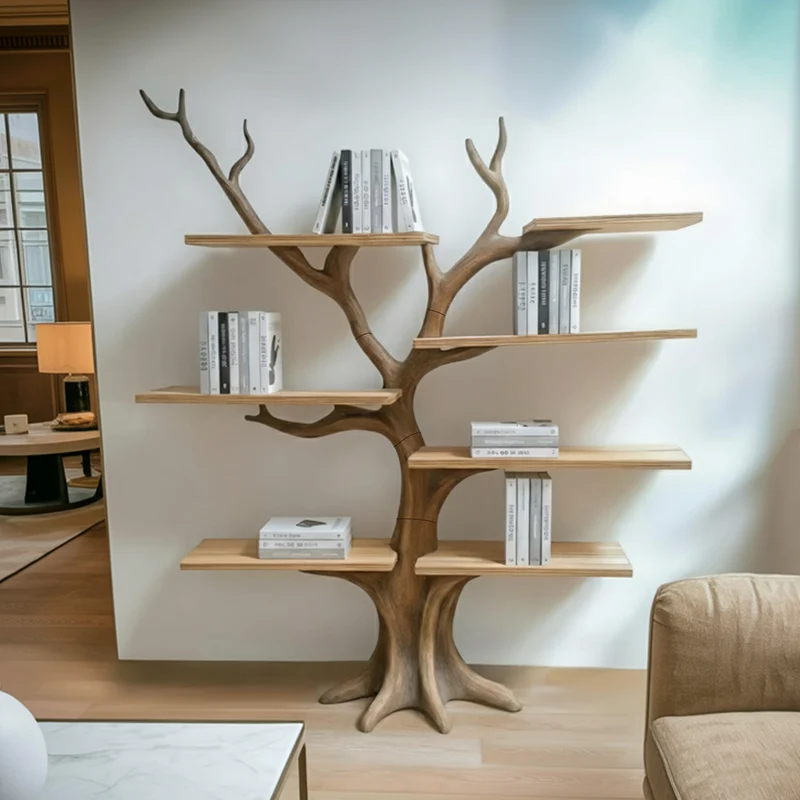 Spry Interior Rustic Organic Tree Decorative Shelf, Handcrafted Solid Wood Branch Bookshelf & Wall Art Display for Living Room, Bed - SINLKITB574