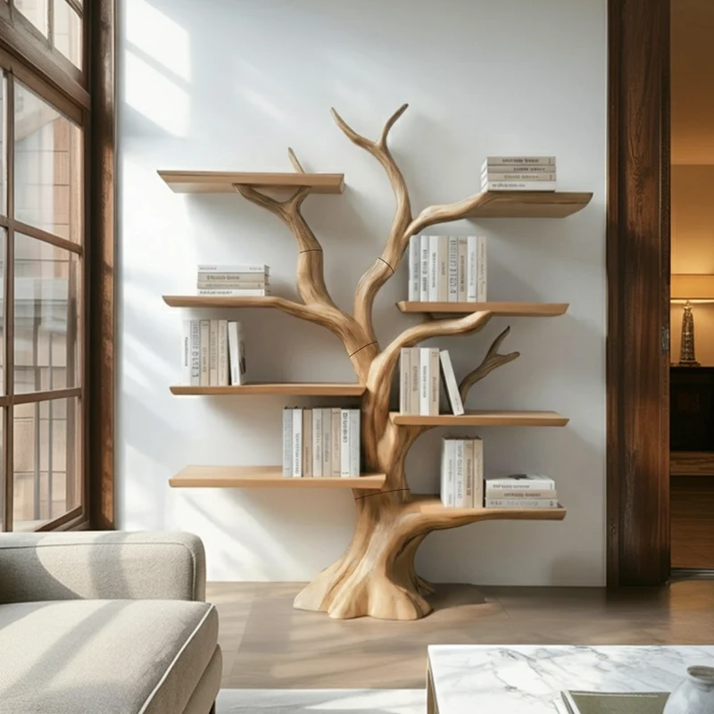 Spry Interior Rustic Organic Tree Branch Shelf, Solid Wood Wall Mounted Bookshelf & Artistic Display Organizer for Entryway, Hallway - SINLKITB575