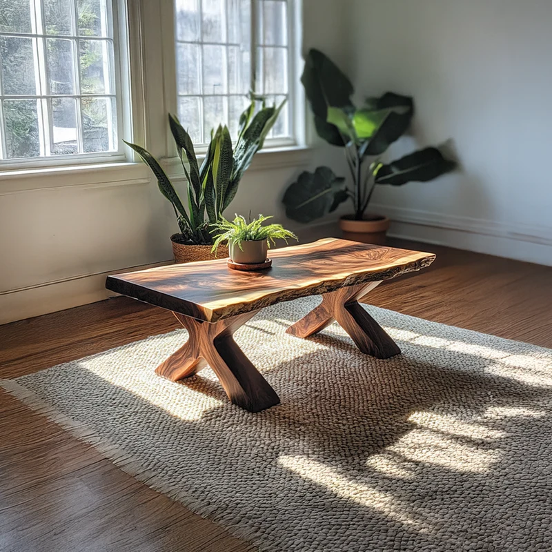 Spry Interior Rustic Live Edge Coffee Table, Natural Solid Wood Slab Centerpiece Accent Table for Living Room, Family Room, Lounge - SINLSACF184