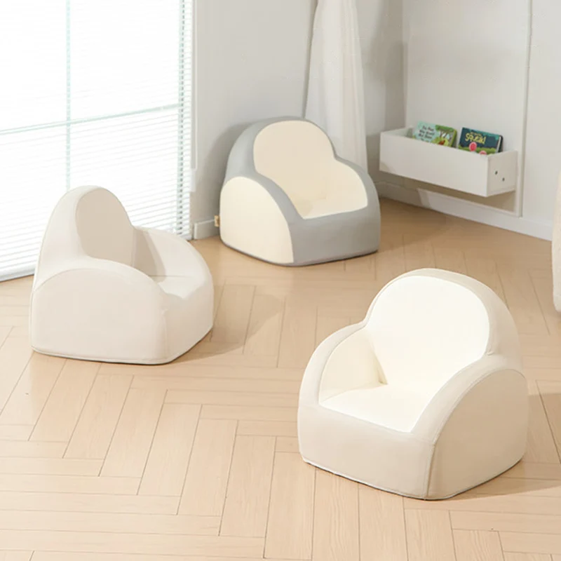 Contemporary Nordic PU Leather Sponge Arc Lightweight Kids Accent Chair Backrest Armrest For Living Room
