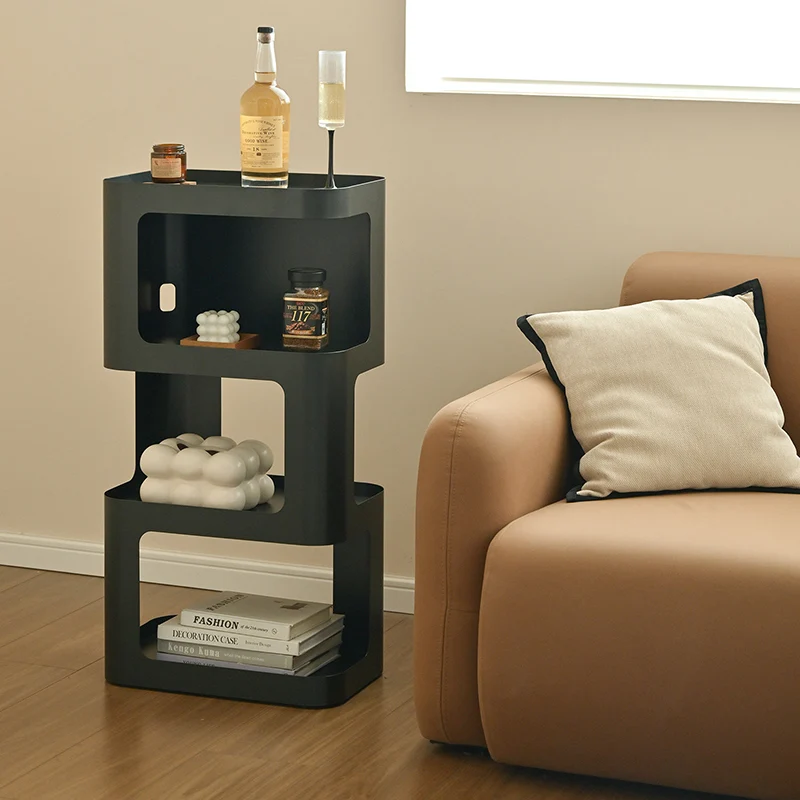 Contemporary Industrial Iron Hollow Rectangular Floor-Standing Storage Shelf 4-Layer For Living Room