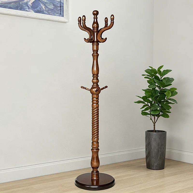 Luxury Vintage Coat Rack - Twist Wooden Column: Tall Freestanding Hall Tree Organizer For Entryway & Bedroom