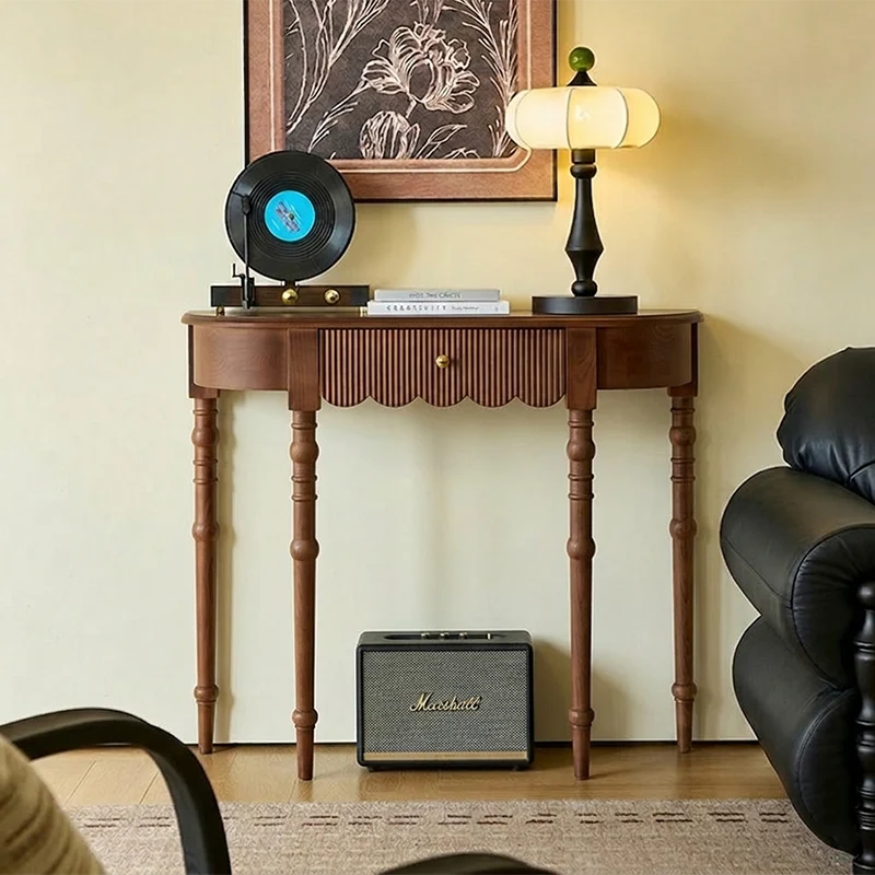 Traditional French Ash Wood Plywood Pine Wood Arc Console Table 1/2-Layer For Entryway & Hallway