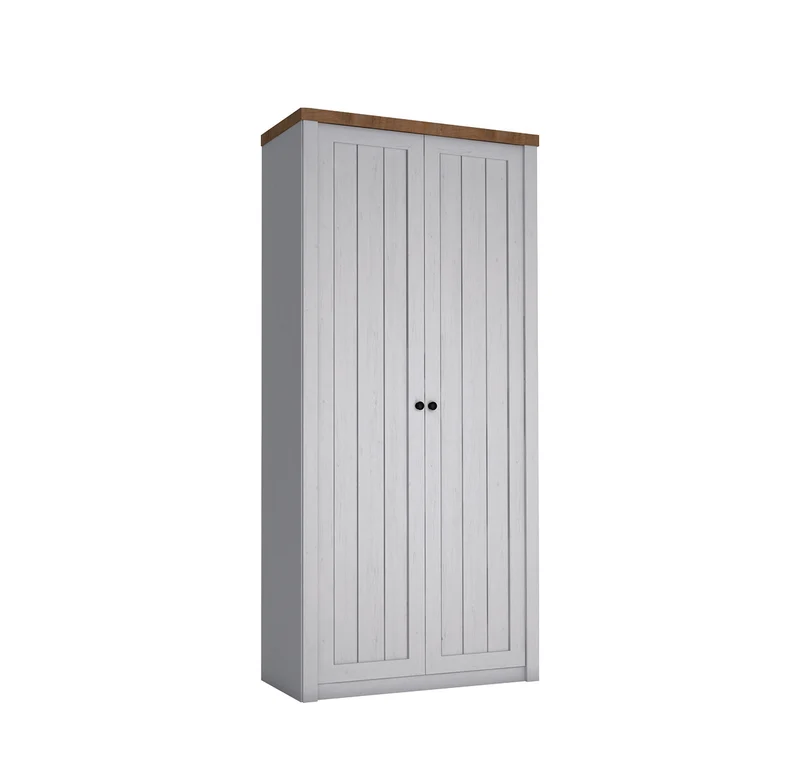 Portivo Kleiderschrank 2-türig – Eleganter, kompakter Garderobenschrank mit Kleiderstange im skandinavischen Design