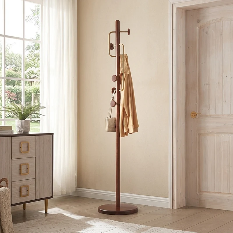 Contemporary Creative Rubberwood Coat Rack Stand - Multi-Tier Hanging Hooks Hall Tree For Living Room