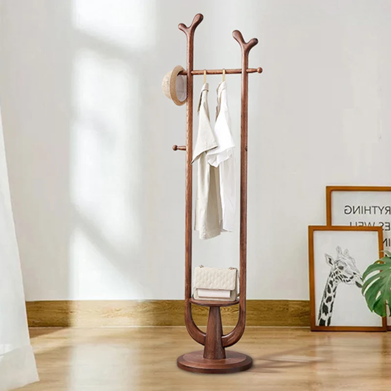 Traditional Solid Ash Wood Coat Rack Stand - Freestanding Round Hall Tree With Multi Hooks For Entryway & Bedroom