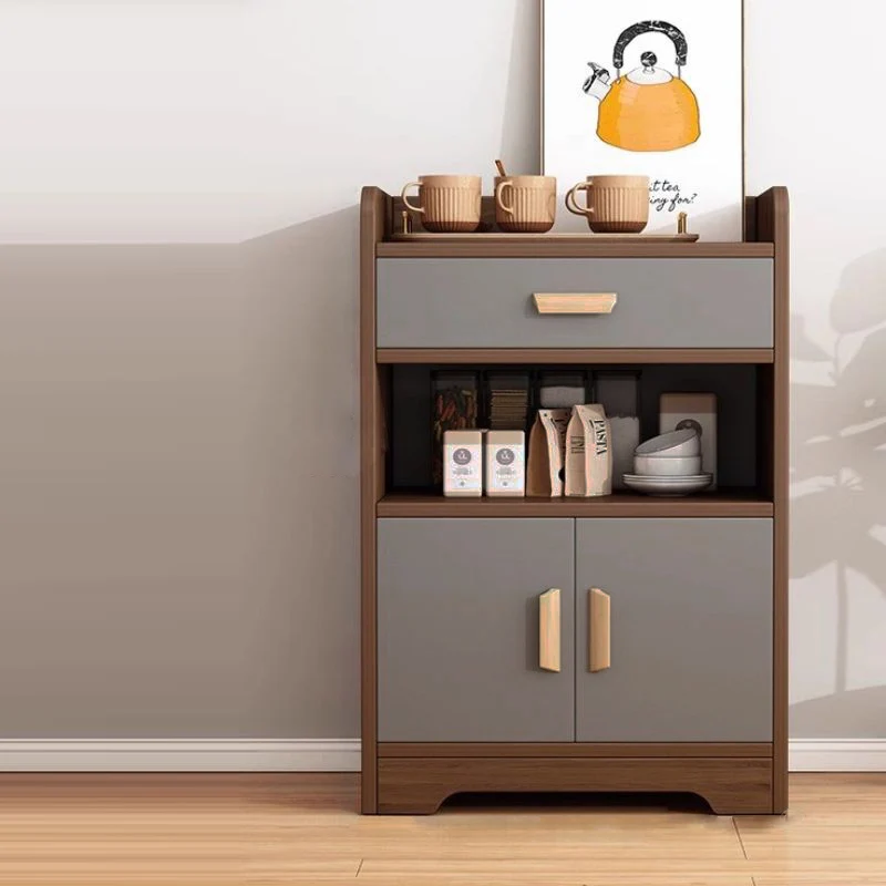 Contemporary Nordic MDF Rectangular Movable Sideboard With 4-Tier For Living Room & Dining Room