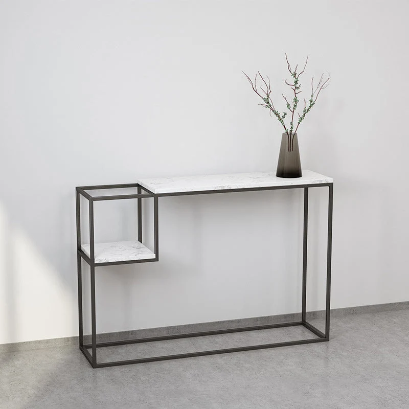 Stone Modern Console Table with Shelf, 31.49 inch Frame Console Table