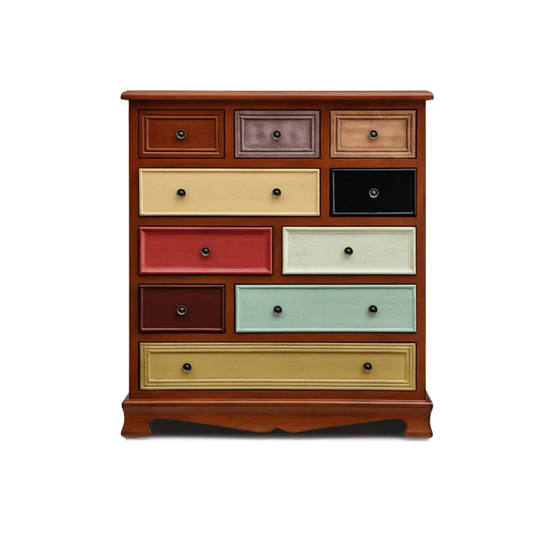 Wooden Storage Chest Dresser Retro Style Bedroom Storage Chest with Drawers