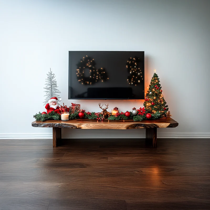 Spry Interior Rustic Solid Wood TV Stand, Live Edge Media Console Cabinet for Living Room Entertainment Center, SINLSACS297