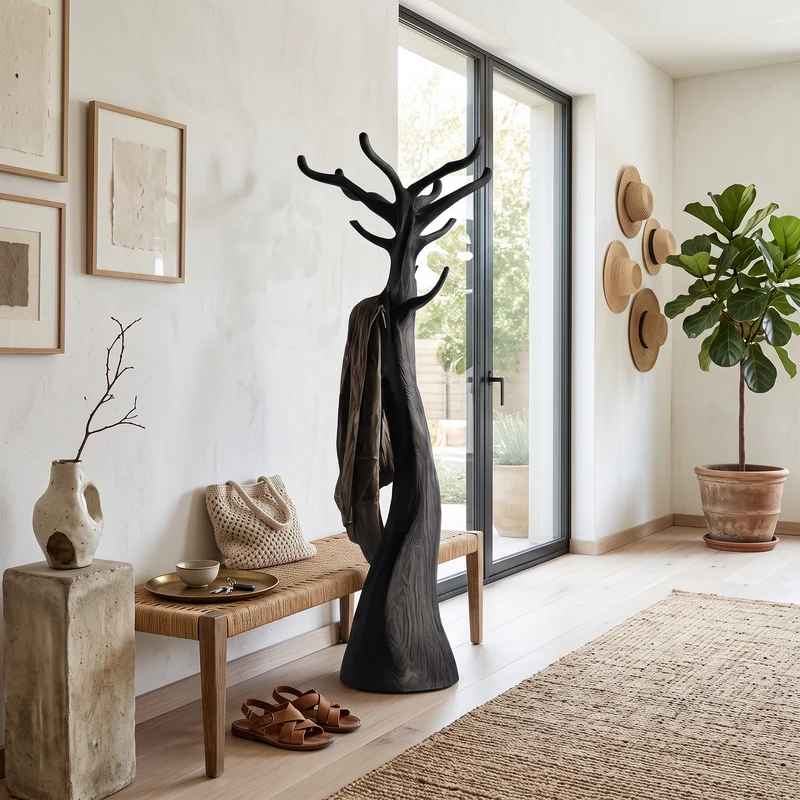 Rustic Tree Coat Stand Christmas Holiday Natural Room Display SINLSATCR078