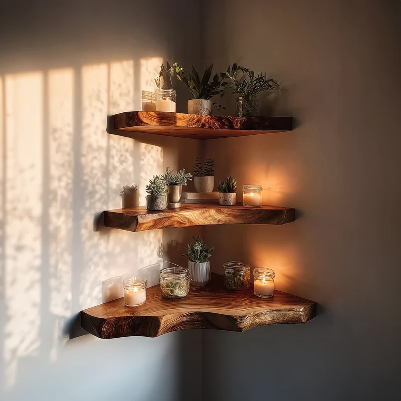 Spry Interior Rustic Live Edge Floating Shelf, Heavy Duty Solid Wood Wall Bookshelf for Dining Room, Kitchen & Living Area, SINLKIFL181