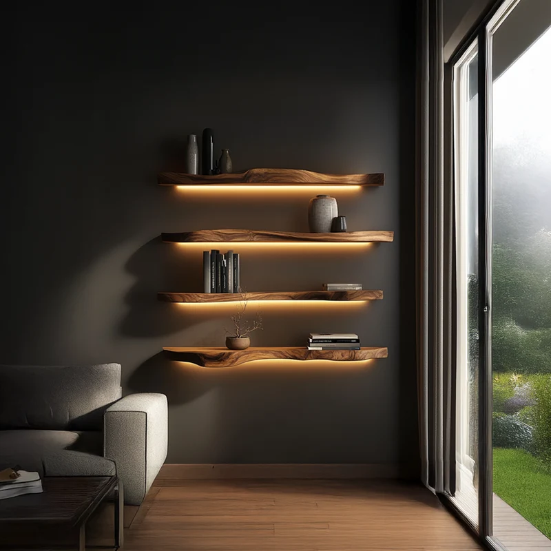 Mid Century Floating Wall Shelf For Modern Bedroom Decor SINLSAFL194