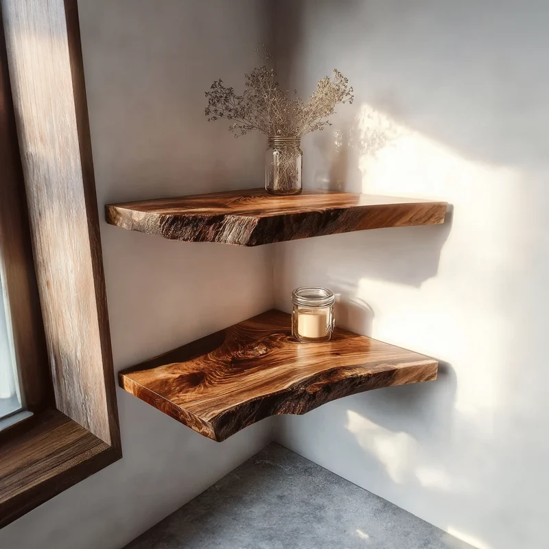 Spry Interior Rustic Floating Decorative Wall Shelf, Solid Wood Kitchen Spice Rack & Dining Room Organizer, SINLKIFL196