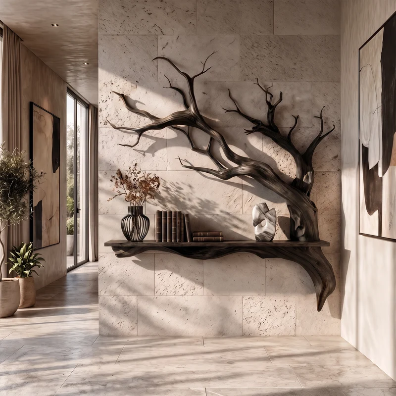 Rustic Tree Branch Wall Shelf Natural Artistic Home Decor SINLKIFL177