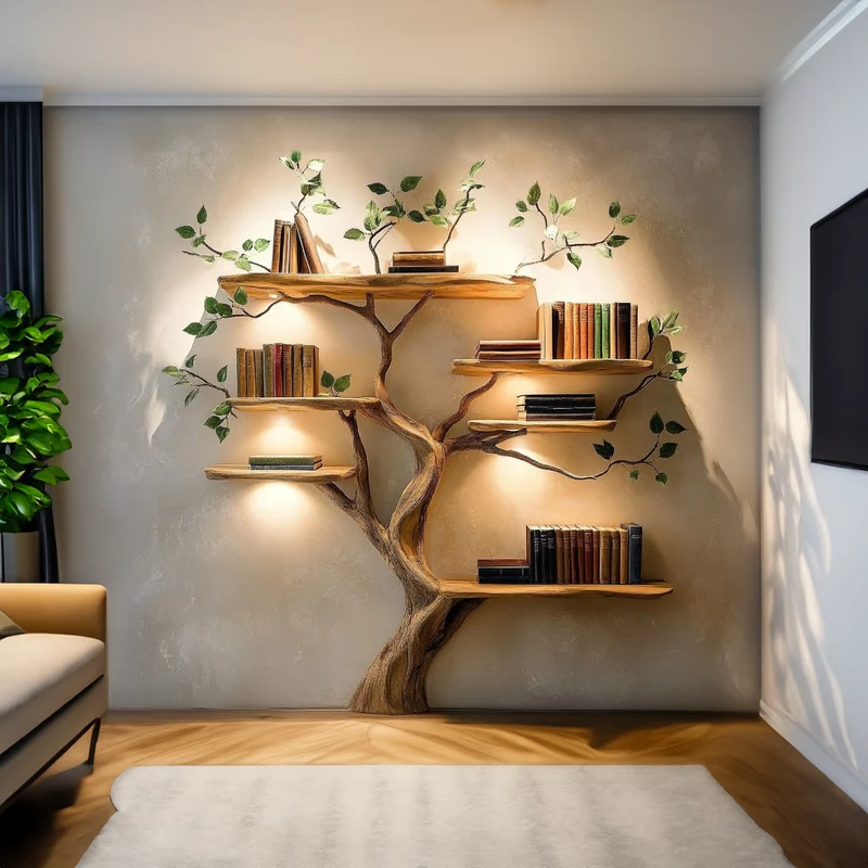 Rustic Organic Tree Bookshelf Bedroom Or Living Room SINLKITB533