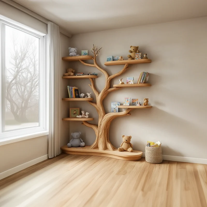 Scandinavian Organic Tree Bookshelf Kids Corner Shelf SINLKITB530